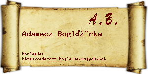 Adamecz Boglárka névjegykártya